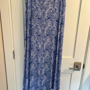 Talbots Blue and White Paisley Maxi Skirt
